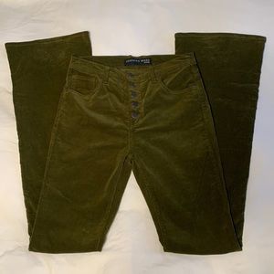 Veronica Beard Beverly High Rise Skinny Flare Moss Green Corduroy Size 27 / 4